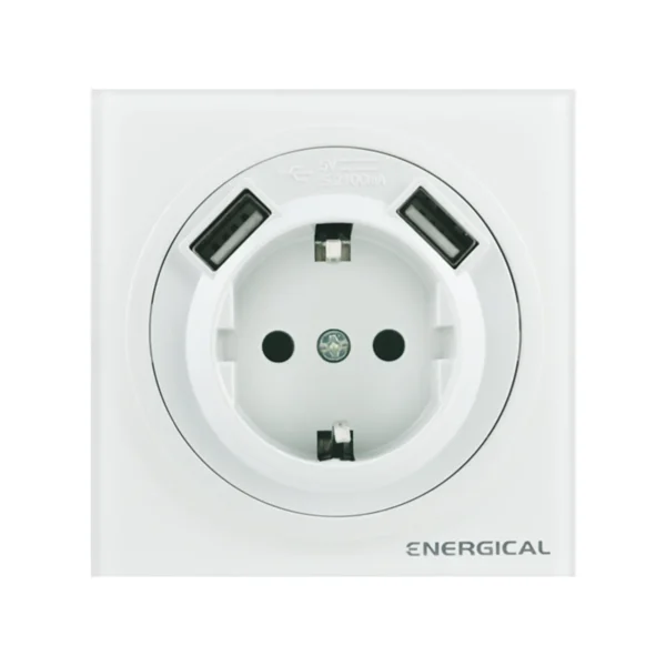 Prise avec terre +2 USB DIAA Glass