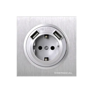 Prise avec terre +2 USB DIAA Métal