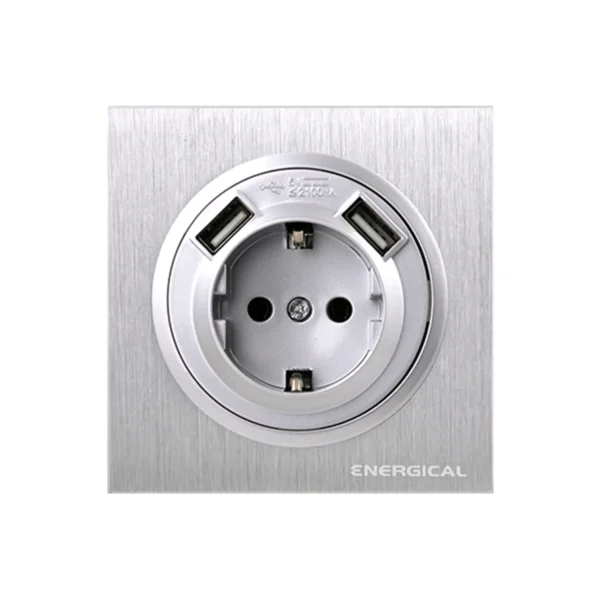Prise avec terre +2 USB DIAA Métal