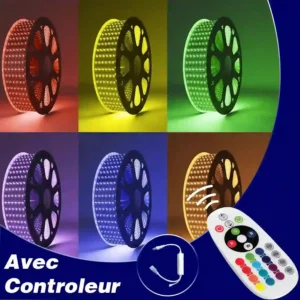 Pack Ruban LED RGB 1 ligne 8W (Multi-couleurs) avec Contrôleur