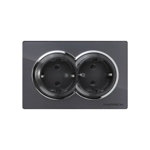 Prise double avec terre DIAA Glass Gris