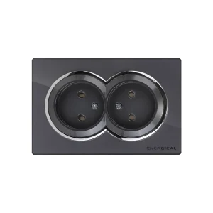 Prise double simple DIAA Glass Gris